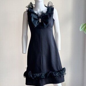 Vintage Black Little Black Dress w Ruffle Detail S